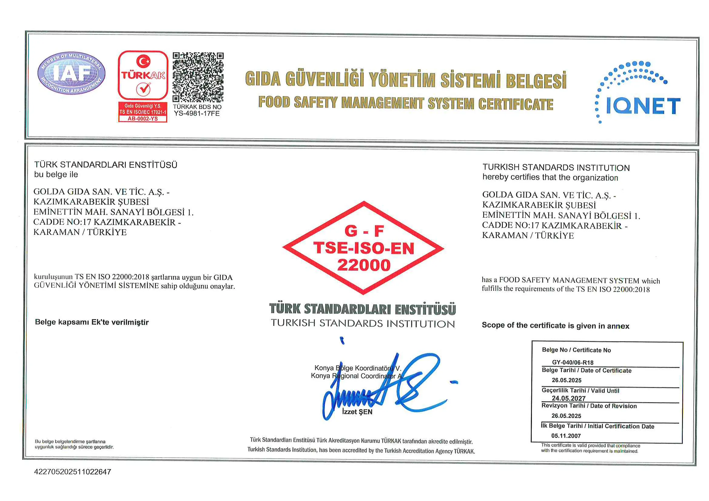 TSE EN ISO 22000