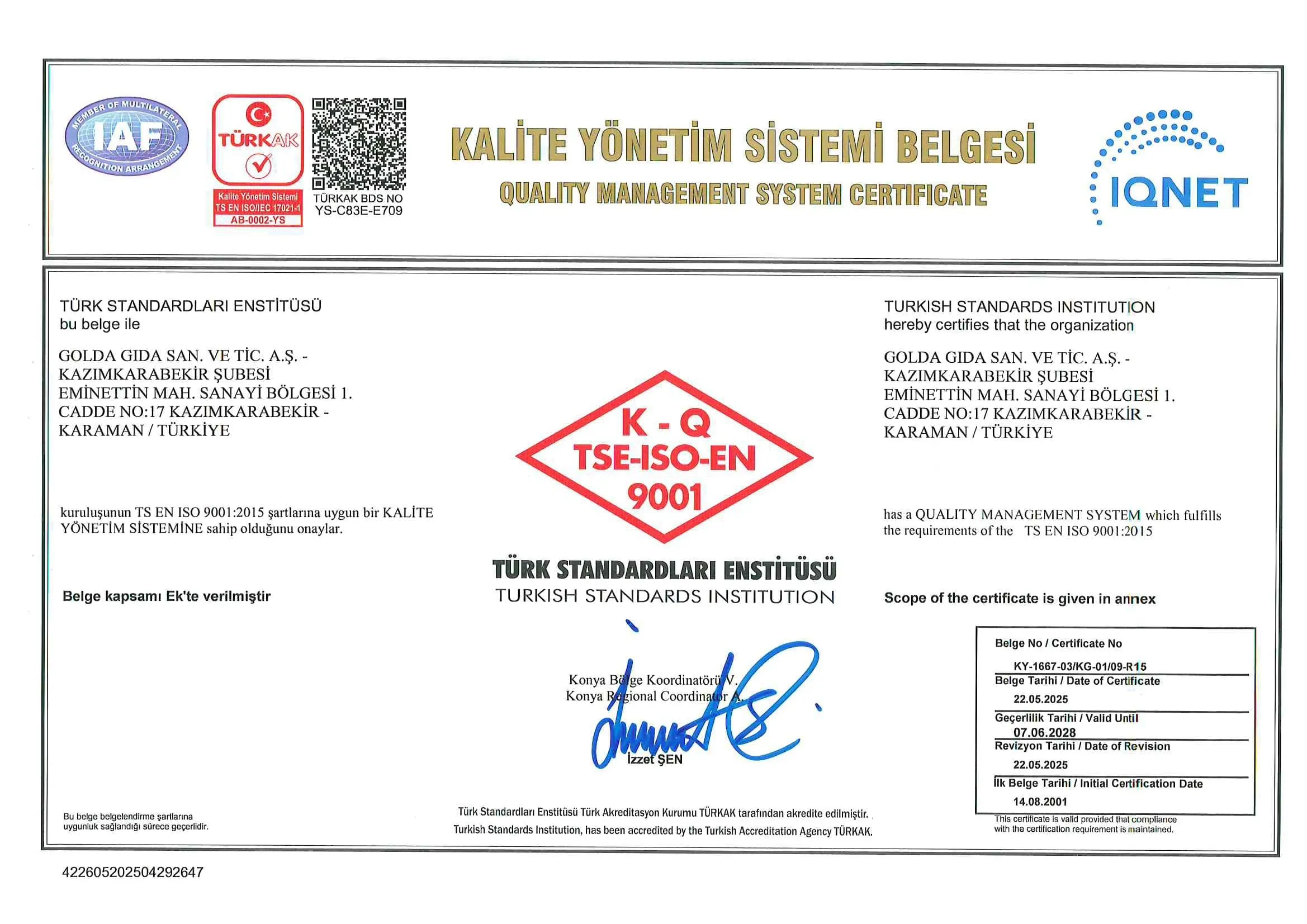 TSE EN ISO 9001