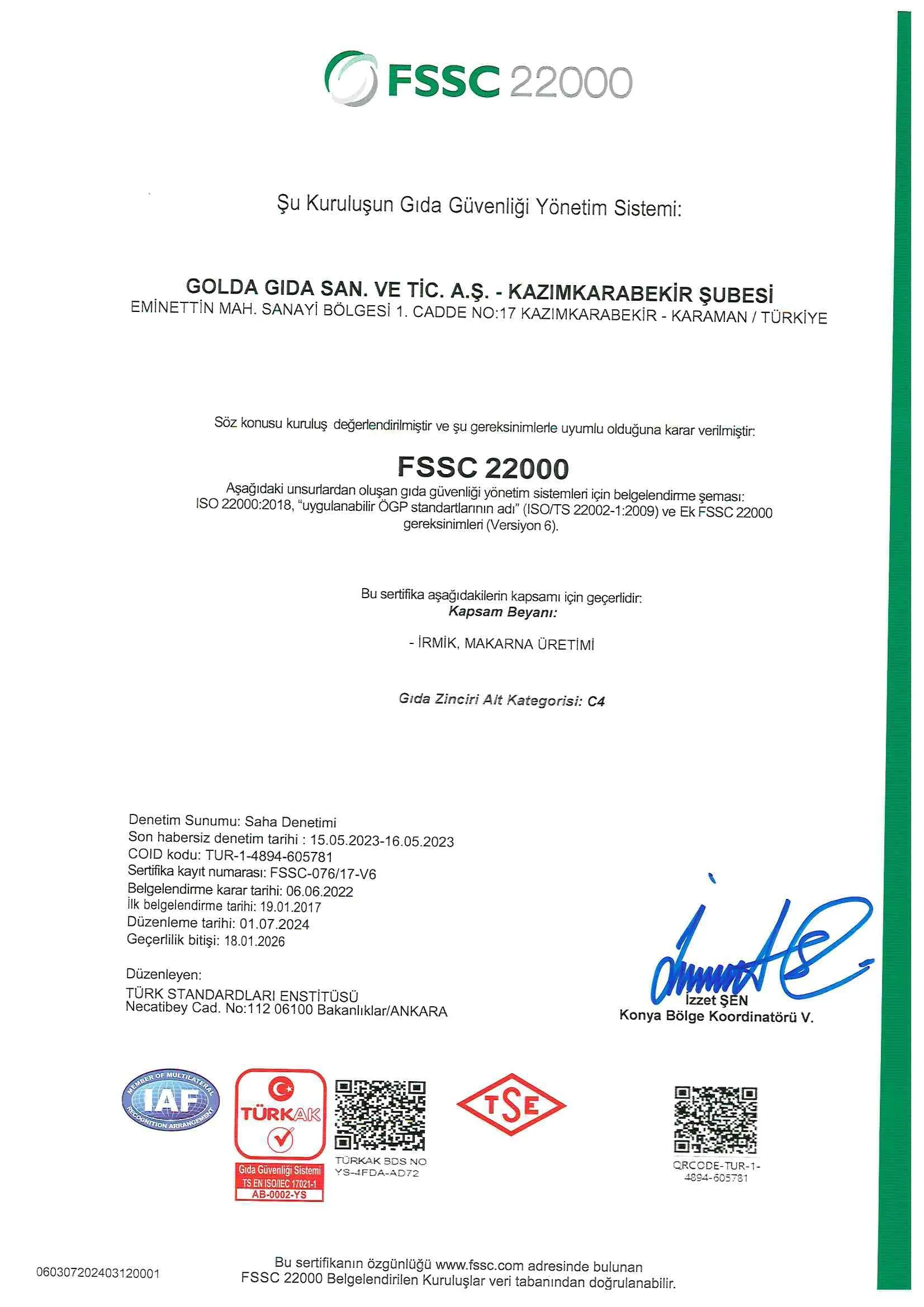 TSE EN ISO FSSC