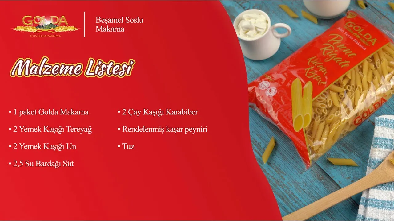Golda Kalem Kesme ile Beşamel Soslu Fırında Makarna
